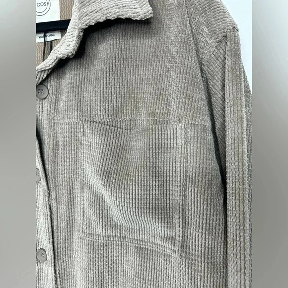 Stoosh Faux Corduroy Long Sleeve Brown Button Up Shirt Shacket Sz XL Cozy Travel - Picture 4 of 9